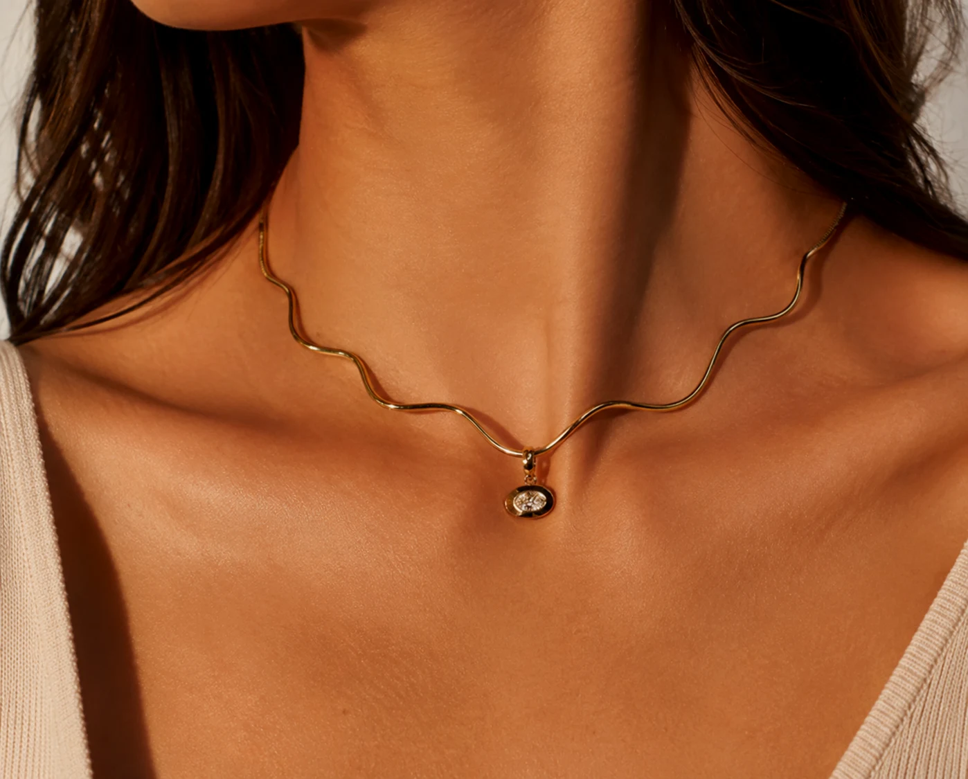 Athar Pear Charm on model