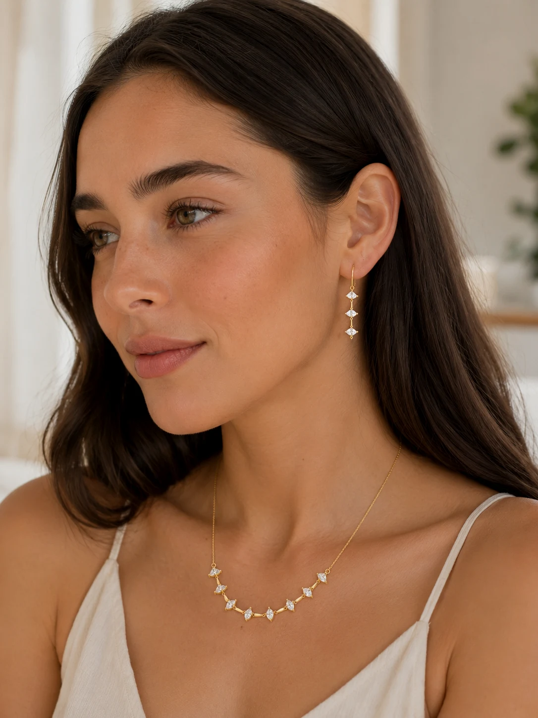 Insigne Necklace and Earrings on model